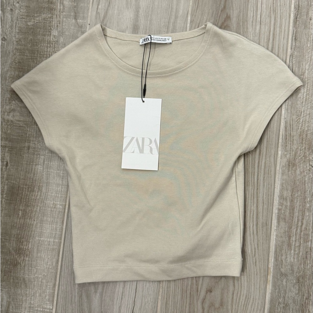 Zara Tan Cropped Shirt